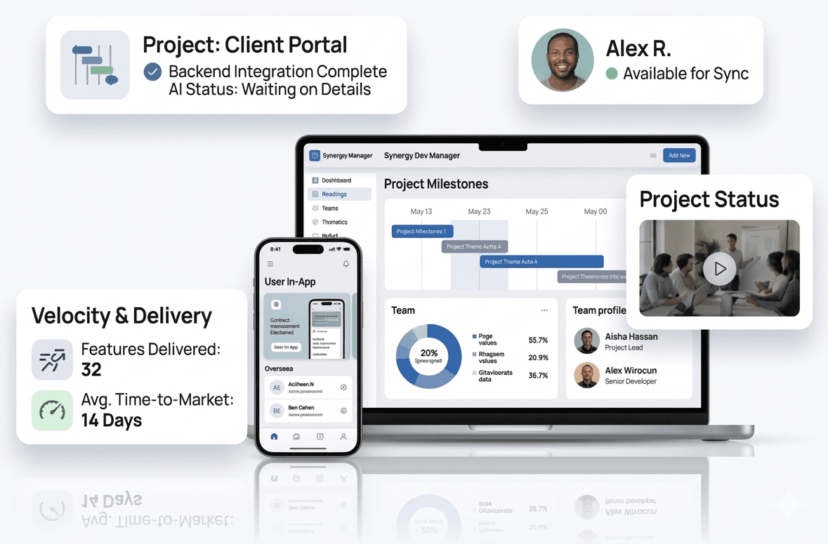TechPulse dashboard and mobile app interface showcase